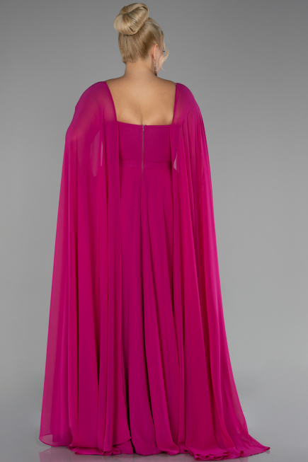 Robe Grande Taille Longue Mousseline Fushia ABU4161