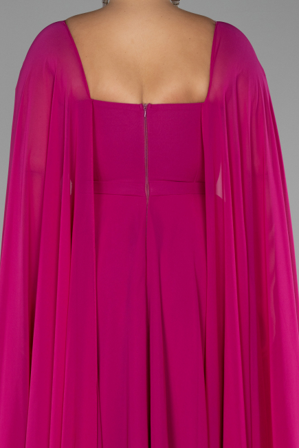 Robe Grande Taille Longue Mousseline Fushia ABU4161