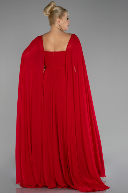 Robe Grande Taille Longue Mousseline Rouge ABU4161