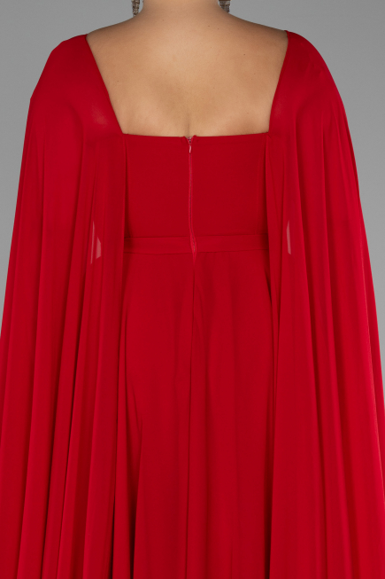 Robe Grande Taille Longue Mousseline Rouge ABU4161