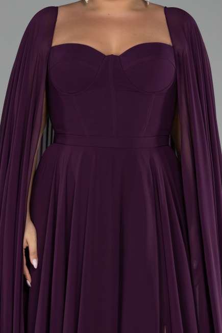 Robe Grande Taille Longue Mousseline Violet ABU4161