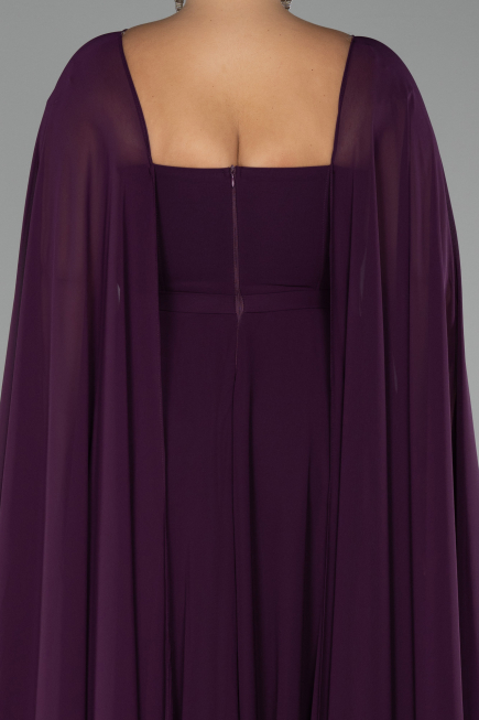 Robe Grande Taille Longue Mousseline Violet ABU4161