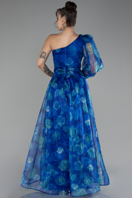 Robe de Soirée Longue Bleu Saxe ABU4206