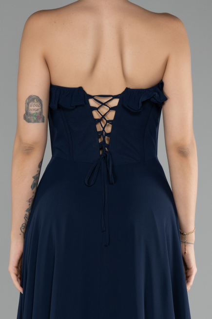 Robe de Soirée Longue Mousseline Bleu Marine ABU4214