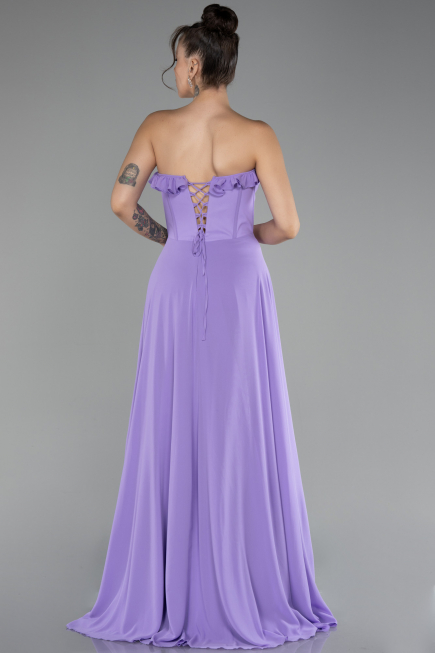 Robe de Soirée Longue Mousseline Lilas ABU4214