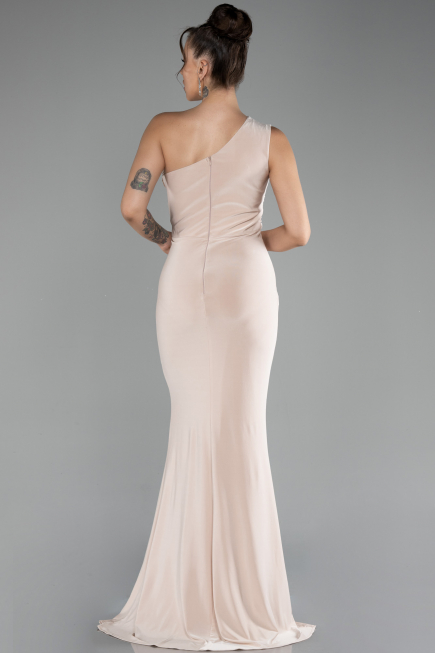 Robe De Soirée Longue Beige ABU4116