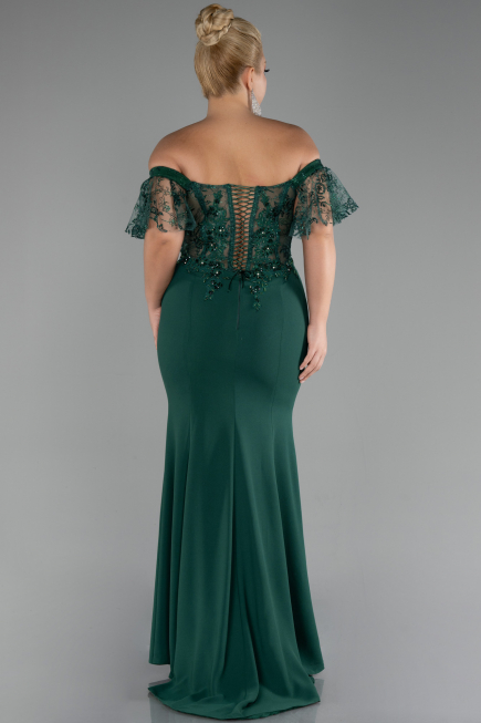 Robe de Soirée Grande Taille Longue Dantelle Émeraude ABU2571