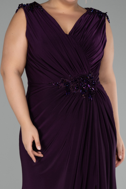 Robe De Soirée Grande Taille Longue Violet Foncé ABU2854