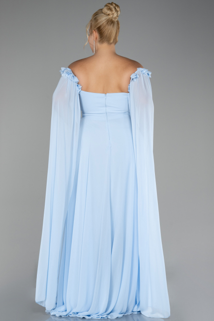 Robe Grande Taille Mousseline Longue Bleu clair ABU3464