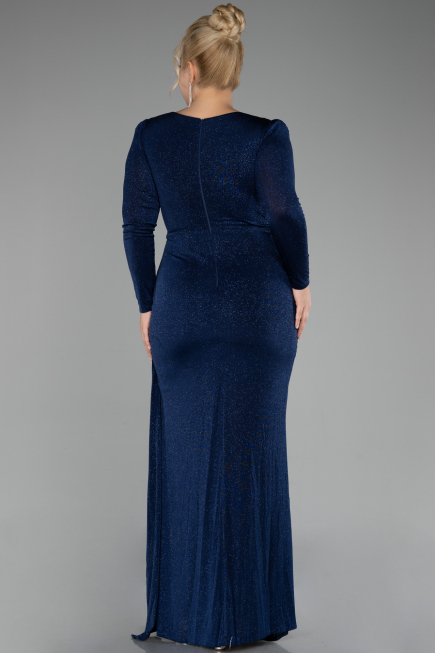 Robe de Soirée Grande Taille Longue Bleu Marine ABU3544