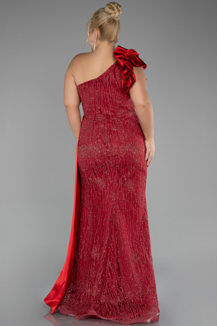Robe De Fiançailles Grande Taille Longue Rouge ABU4060