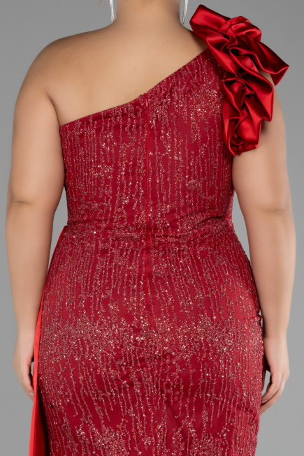 Robe De Fiançailles Grande Taille Longue Rouge ABU4060