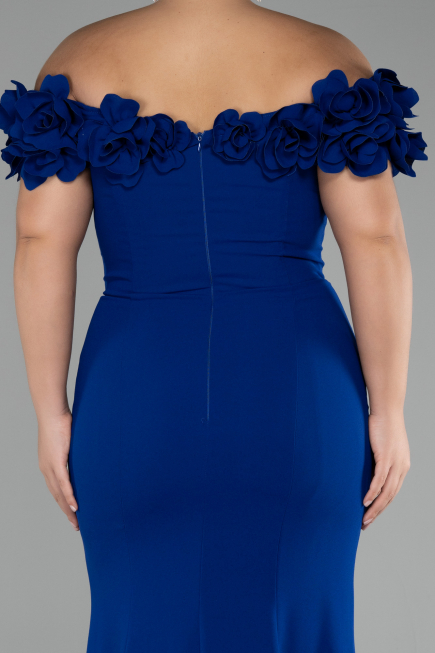 Robe de Soirée Grande Taille Longue Bleu Saxe ABU4081