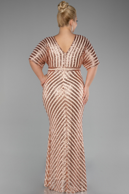 Robe De Soirée Grande Taille Longue Saumon ABU2309