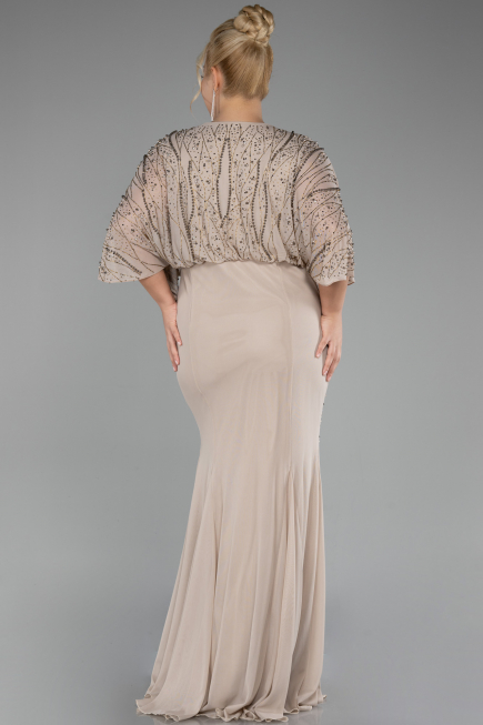 Robe De Fiançailles Grande Taille Longue Beige ABU3732