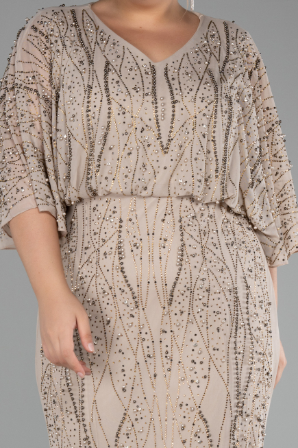 Robe De Fiançailles Grande Taille Longue Beige ABU3732