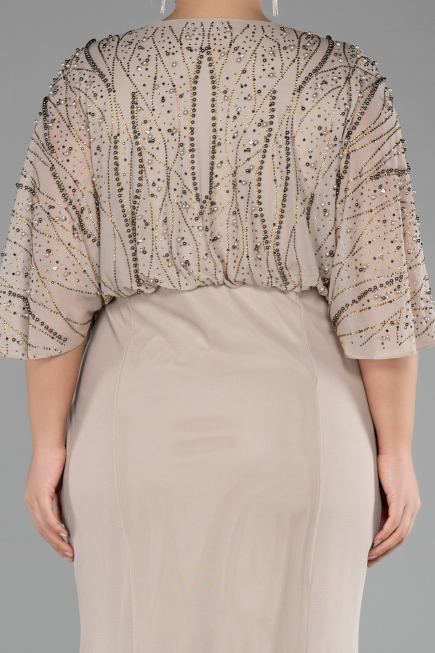 Robe De Fiançailles Grande Taille Longue Beige ABU3732