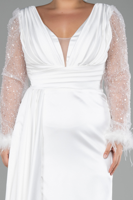 Robe Grande Taille Longue Blanc ABU3237