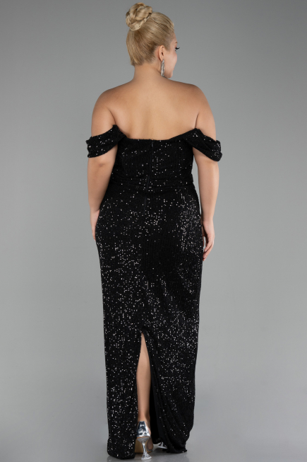 Robe De Fiançailles Grande Taille Longue Noir ABU3919