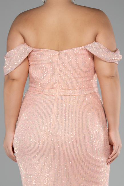 Robe De Fiançailles Grande Taille Longue Saumon ABU3919
