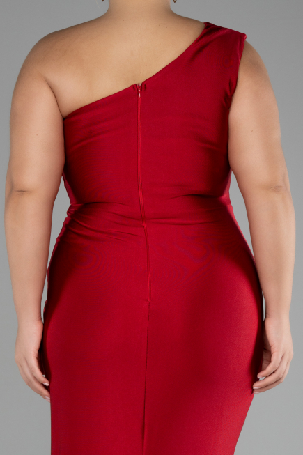 Robe De Fiançailles Grande Taille Longue Rouge ABU4148