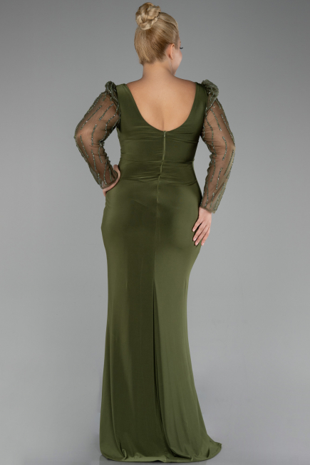 Robe De Soirée Grande Taille Longue Kaki ABU4119