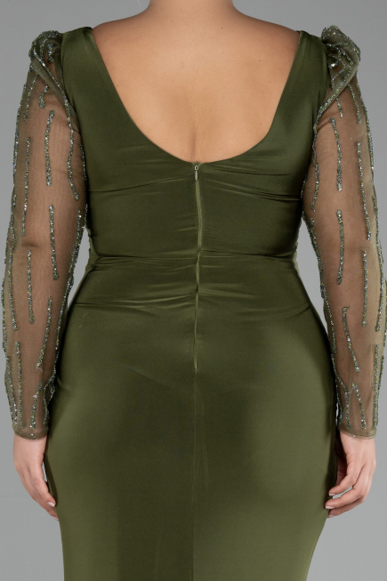 Robe De Soirée Grande Taille Longue Kaki ABU4119