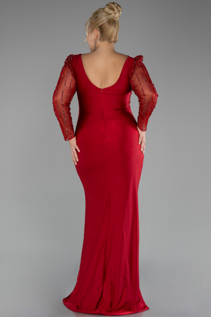 Robe De Soirée Grande Taille Longue Rouge ABU4119