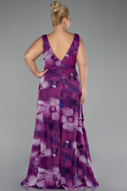 Robe De Soirée Grande Taille Longue Prune ABU4050
