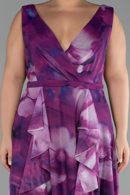 Robe De Soirée Grande Taille Longue Prune ABU4050