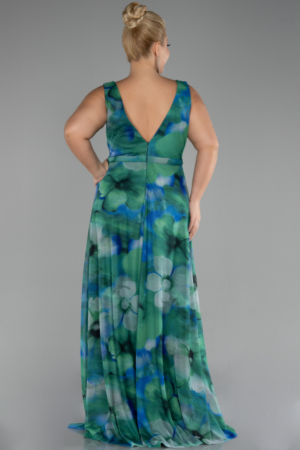 Robe De Soirée Grande Taille Longue Vert ABU4050