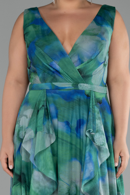 Robe De Soirée Grande Taille Longue Vert ABU4050