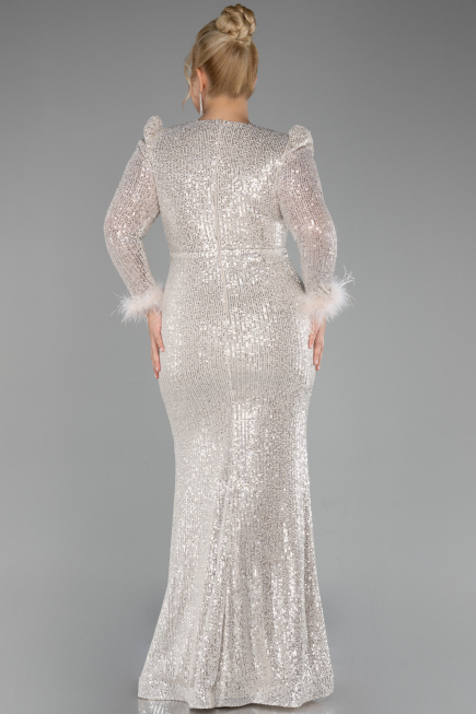 Robe Grande Taille Squameuse Longue Beige ABU3505