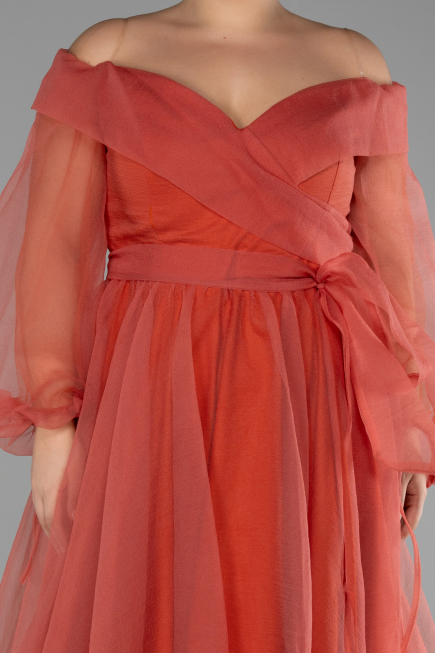 Robe Grande Taille Longue Orange ABU1535