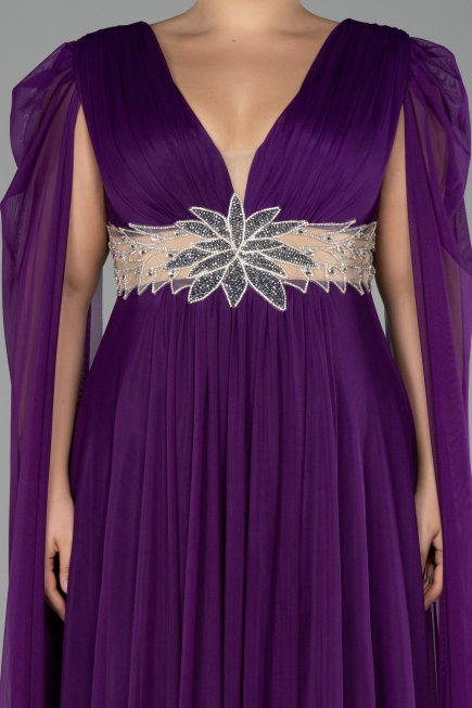 Robe De Fiançailles Grande Taille Longue Violet ABU4259