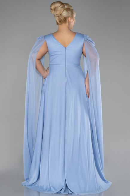 Robe De Fiançailles Grande Taille Longue Bleu clair ABU4259