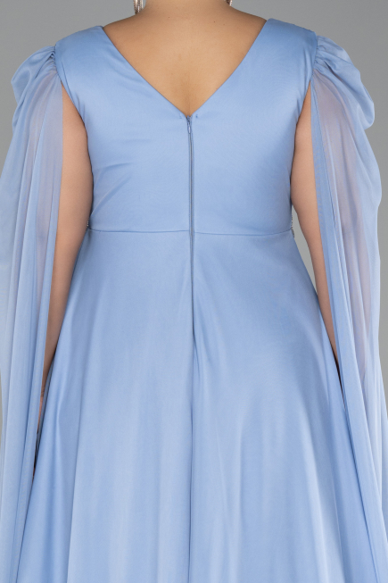 Robe De Fiançailles Grande Taille Longue Bleu clair ABU4259