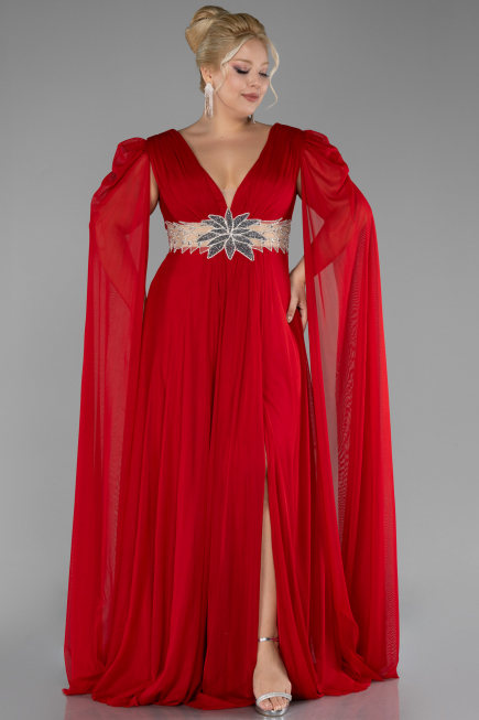 Robe De Fiançailles Grande Taille Longue Rouge ABU4259