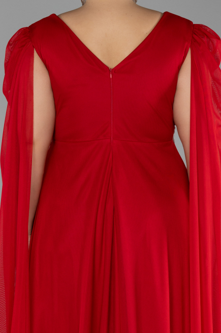Robe De Fiançailles Grande Taille Longue Rouge ABU4259