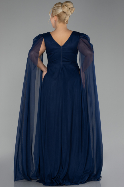 Robe De Fiançailles Grande Taille Longue Bleu Marine ABU4259