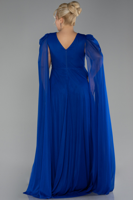 Robe De Fiançailles Grande Taille Longue Bleu Saxe ABU4259