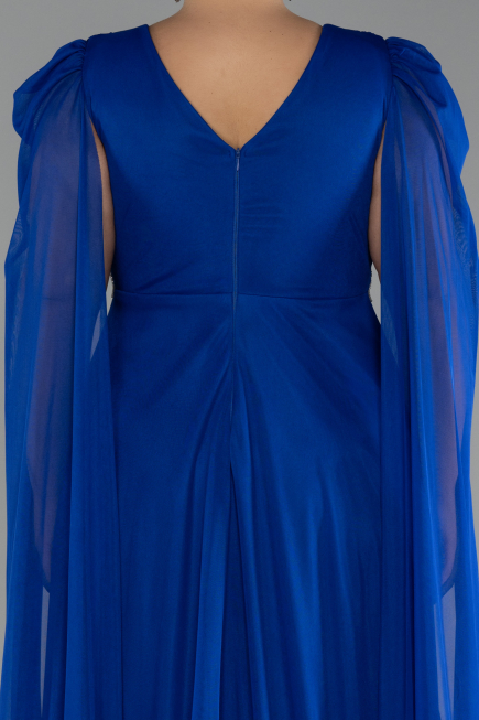 Robe De Fiançailles Grande Taille Longue Bleu Saxe ABU4259