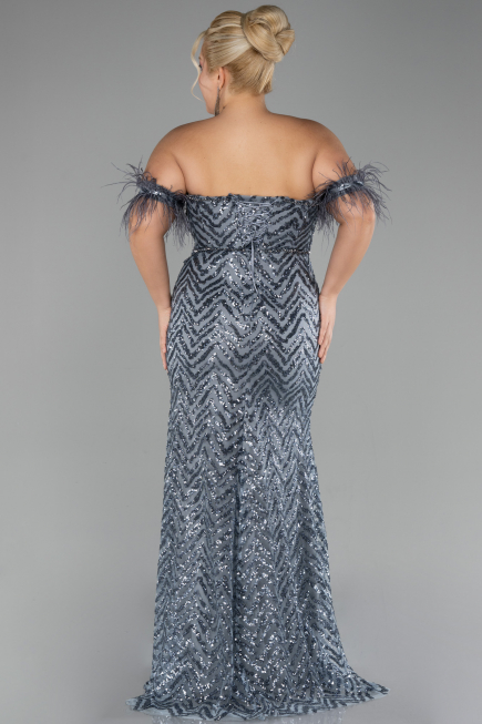 Robe de Soirée Grande Taille Longue Anthracite ABU4149