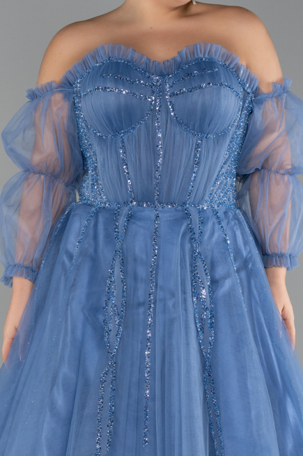 Robes De Soirée Grande Taille Longue Indigo ABU3617