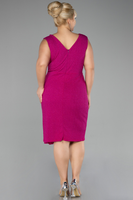 Robe De Soirée Grande Taille Midi Fushia ABK1752