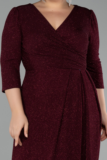 Robe De Soirée Grande Taille Longue Rouge Bordeaux ABU3504