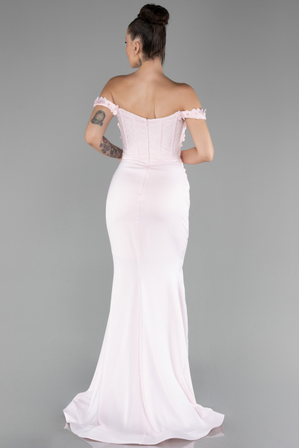 Robe de Soirée Longue Satin Poudre ABU4264
