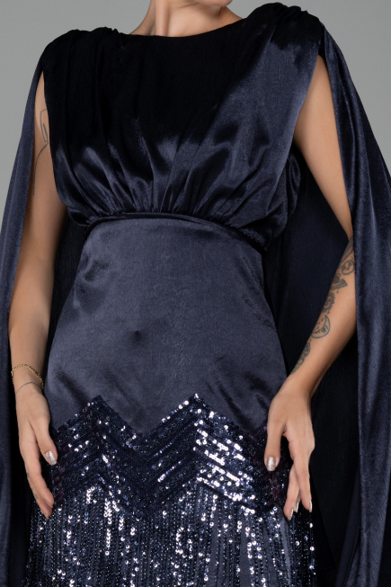 Robe De Soirée Courte Bleu Marine ABK2152