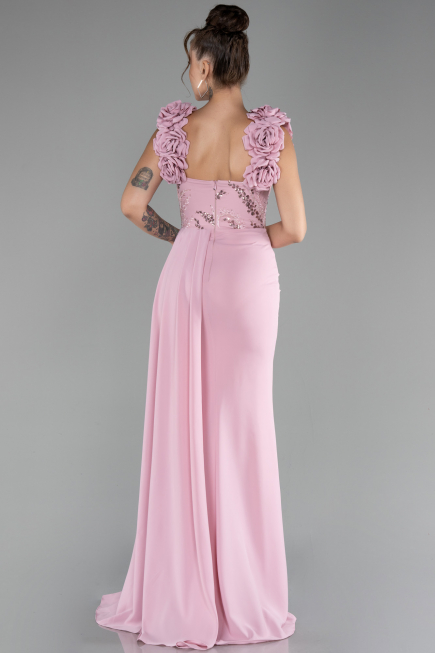 Robe de Soirée Longue Mousseline Poudre ABU4272
