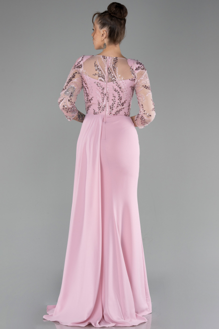 Robe de Soirée Longue Mousseline Poudre ABU4293